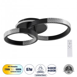 GLOBOSTAR® DIAMOND 61111 Μοντέρνο Φωτιστικό Οροφής LED 67W 8078lm 360° AC 220-240V IP20 Ρυθμιζόμενο Λευκό CCT με Χειριστήριο από 2700K έως 6000K Dimmable - Lumileds SMD Chip - Μαύρο Ματ - Μ60 x Π40 x Υ14cm - 3 Χρόνια Εγγύηση GLOBOSTAR® DIAMOND 61111 Μοντέρνο Φωτιστικό Οροφής LED 67W 8078lm 360° AC 220-240V IP20 Ρυθμιζόμενο Λευκό CCT με Χειριστήριο από 2700K έως 6000K Dimmable - Lumileds SMD Chip - Μαύρο Ματ - Μ60 x Π40 x Υ14cm - 3 Χρόνια Εγγύηση