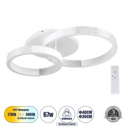 GLOBOSTAR® DIAMOND 61112 Μοντέρνο Φωτιστικό Οροφής LED 67W 8078lm 360° AC 220-240V IP20 Ρυθμιζόμενο Λευκό CCT με Χειριστήριο από 2700K έως 6000K Dimmable - Lumileds SMD Chip - Λευκό Ματ - Μ60 x Π40 x Υ14cm - 3 Χρόνια Εγγύηση GLOBOSTAR® DIAMOND 61112 Μοντέρνο Φωτιστικό Οροφής LED 67W 8078lm 360° AC 220-240V IP20 Ρυθμιζόμενο Λευκό CCT με Χειριστήριο από 2700K έως 6000K Dimmable - Lumileds SMD Chip - Λευκό Ματ - Μ60 x Π40 x Υ14cm - 3 Χρόνια Εγγύηση