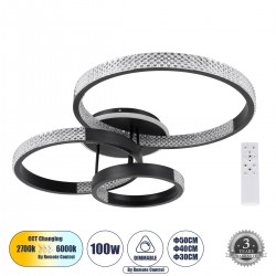 GLOBOSTAR® DIAMOND 61114 Μοντέρνο Φωτιστικό Οροφής LED 100W 12123lm 360° AC 220-240V IP20 Ρυθμιζόμενο Λευκό CCT με Χειριστήριο από 2700K έως 6000K Dimmable - Lumileds SMD Chip - Μαύρο Ματ - Μ80 x Π50 x Υ20cm - 3 Χρόνια Εγγύηση GLOBOSTAR® DIAMOND 61114 Μοντέρνο Φωτιστικό Οροφής LED 100W 12123lm 360° AC 220-240V IP20 Ρυθμιζόμενο Λευκό CCT με Χειριστήριο από 2700K έως 6000K Dimmable - Lumileds SMD Chip - Μαύρο Ματ - Μ80 x Π50 x Υ20cm - 3 Χρόνια Εγγύηση