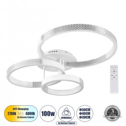 GLOBOSTAR® DIAMOND 61115 Μοντέρνο Φωτιστικό Οροφής LED 100W 12123lm 360° AC 220-240V IP20 Ρυθμιζόμενο Λευκό CCT με Χειριστήριο από 2700K έως 6000K Dimmable - Lumileds SMD Chip - Λευκό Ματ - Μ80 x Π50 x Υ20cm - 3 Χρόνια Εγγύηση GLOBOSTAR® DIAMOND 61115 Μοντέρνο Φωτιστικό Οροφής LED 100W 12123lm 360° AC 220-240V IP20 Ρυθμιζόμενο Λευκό CCT με Χειριστήριο από 2700K έως 6000K Dimmable - Lumileds SMD Chip - Λευκό Ματ - Μ80 x Π50 x Υ20cm - 3 Χρόνια Εγγύηση
