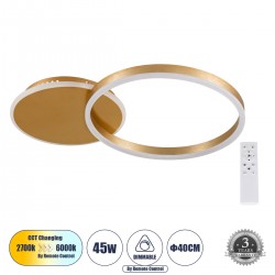 GLOBOSTAR® VENOM 61119 Μοντέρνο Φωτιστικό Οροφής LED 45W 5445lm 360° AC 220-240V IP20 Ρυθμιζόμενο Λευκό CCT με Χειριστήριο από 2700K έως 6000K Dimmable - Lumileds SMD Chip - Χρυσό Βούρτσας - Μ60 x Π40 x Υ7.5cm - 3 Χρόνια Εγγύηση GLOBOSTAR® VENOM 61119 Μοντέρνο Φωτιστικό Οροφής LED 45W 5445lm 360° AC 220-240V IP20 Ρυθμιζόμενο Λευκό CCT με Χειριστήριο από 2700K έως 6000K Dimmable - Lumileds SMD Chip - Χρυσό Βούρτσας - Μ60 x Π40 x Υ7.5cm - 3 Χρόνια Εγγύηση