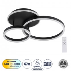GLOBOSTAR® VENOM 61120 Μοντέρνο Φωτιστικό Οροφής LED 67W 8107lm 360° AC 220-240V IP20 Ρυθμιζόμενο Λευκό CCT με Χειριστήριο από 2700K έως 6000K Dimmable - Lumileds SMD Chip - Μαύρο Ματ - Μ60 x Π40 x Υ12.5cm - 3 Χρόνια Εγγύηση GLOBOSTAR® VENOM 61120 Μοντέρνο Φωτιστικό Οροφής LED 67W 8107lm 360° AC 220-240V IP20 Ρυθμιζόμενο Λευκό CCT με Χειριστήριο από 2700K έως 6000K Dimmable - Lumileds SMD Chip - Μαύρο Ματ - Μ60 x Π40 x Υ12.5cm - 3 Χρόνια Εγγύηση