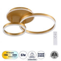 GLOBOSTAR® VENOM 61122 Μοντέρνο Φωτιστικό Οροφής LED 67W 8107lm 360° AC 220-240V IP20 Ρυθμιζόμενο Λευκό CCT με Χειριστήριο από 2700K έως 6000K Dimmable - Lumileds SMD Chip - Χρυσό Βούρτσας - Μ60 x Π40 x Υ12.5cm - 3 Χρόνια Εγγύηση GLOBOSTAR® VENOM 61122 Μοντέρνο Φωτιστικό Οροφής LED 67W 8107lm 360° AC 220-240V IP20 Ρυθμιζόμενο Λευκό CCT με Χειριστήριο από 2700K έως 6000K Dimmable - Lumileds SMD Chip - Χρυσό Βούρτσας - Μ60 x Π40 x Υ12.5cm - 3 Χρόνια Εγγύηση