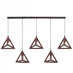 GLOBOSTAR® TRIANGLE 00609 Μοντέρνο Κρεμαστό Φωτιστικό Οροφής με Ντουί 5 x E27 AC 220-240V IP20 - Χάλκινο - Μ170 x Π22 x Y130cm GLOBOSTAR® TRIANGLE 00609 Μοντέρνο Κρεμαστό Φωτιστικό Οροφής με Ντουί 5 x E27 AC 220-240V IP20 - Χάλκινο - Μ170 x Π22 x Y130cm
