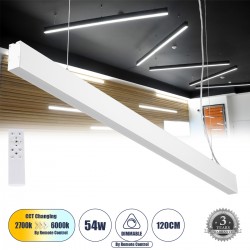 GLOBOSTAR® FELIX 61029-P Μοντέρνο Γραμμικό Κρεμαστό Φωτιστικό Οροφής LED 54W 6500lm 120° AC 220-240V IP20 Ρυθμιζόμενο Λευκό CCT με Χειριστήριο από 2700K έως 6000K Dimmable - Lumileds SMD Chip - Λευκό Ματ - Μ120 x Π3.5 x Υ7cm - 3 Χρόνια Εγγύηση GLOBOSTAR® FELIX 61029-P Μοντέρνο Γραμμικό Κρεμαστό Φωτιστικό Οροφής LED 54W 6500lm 120° AC 220-240V IP20 Ρυθμιζόμενο Λευκό CCT με Χειριστήριο από 2700K έως 6000K Dimmable - Lumileds SMD Chip - Λευκό Ματ - Μ120 x Π3.5 x Υ7cm - 3 Χρόνια Εγγύηση