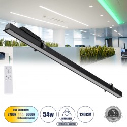 GLOBOSTAR® LUCA 61032 Μοντέρνο Φωτιστικό Οροφής LED 54W 6500lm 120° AC 220-240V IP20 Ρυθμιζόμενο Λευκό CCT με Χειριστήριο από 2700K έως 6000K Dimmable - Lumileds SMD Chip - Μαύρο Ματ - Μ121.5 x Π5 x Υ4cm - 3 Χρόνια Εγγύηση GLOBOSTAR® LUCA 61032 Μοντέρνο Φωτιστικό Οροφής LED 54W 6500lm 120° AC 220-240V IP20 Ρυθμιζόμενο Λευκό CCT με Χειριστήριο από 2700K έως 6000K Dimmable - Lumileds SMD Chip - Μαύρο Ματ - Μ121.5 x Π5 x Υ4cm - 3 Χρόνια Εγγύηση