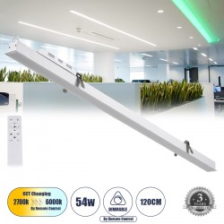 GLOBOSTAR® LUCA 61033 Μοντέρνο Φωτιστικό Οροφής LED 54W 6500lm 120° AC 220-240V IP20 Ρυθμιζόμενο Λευκό CCT με Χειριστήριο από 2700K έως 6000K Dimmable - Lumileds SMD Chip - Λευκό Ματ - Μ121.5 x Π5 x Υ4cm - 3 Χρόνια Εγγύηση GLOBOSTAR® LUCA 61033 Μοντέρνο Φωτιστικό Οροφής LED 54W 6500lm 120° AC 220-240V IP20 Ρυθμιζόμενο Λευκό CCT με Χειριστήριο από 2700K έως 6000K Dimmable - Lumileds SMD Chip - Λευκό Ματ - Μ121.5 x Π5 x Υ4cm - 3 Χρόνια Εγγύηση