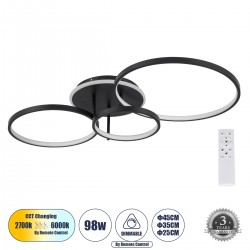 GLOBOSTAR® NEMESIS 61108 Μοντέρνο Φωτιστικό Οροφής LED 98W 11858lm 360° AC 220-240V IP20 Ρυθμιζόμενο Λευκό CCT με Χειριστήριο από 2700K έως 6000K Dimmable - Lumileds SMD Chip - Μαύρο Ματ - Μ89 x Π60 x Υ19cm - 3 Χρόνια Εγγύηση GLOBOSTAR® NEMESIS 61108 Μοντέρνο Φωτιστικό Οροφής LED 98W 11858lm 360° AC 220-240V IP20 Ρυθμιζόμενο Λευκό CCT με Χειριστήριο από 2700K έως 6000K Dimmable - Lumileds SMD Chip - Μαύρο Ματ - Μ89 x Π60 x Υ19cm - 3 Χρόνια Εγγύηση