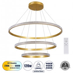 GLOBOSTAR® DIAMOND TRIO 61139 Μοντέρνο Κρεμαστό Φωτιστικό Οροφής LED 120W 14723lm 360° AC 220-240V IP20 Ρυθμιζόμενο Λευκό CCT με Χειριστήριο από 2700K έως 6000K Dimmable - Lumileds SMD Chip - Χρυσό Βούρτσας - Μ80 x Π80 x Υ80cm - 3 Χρόνια Εγγύηση GLOBOSTAR® DIAMOND TRIO 61139 Μοντέρνο Κρεμαστό Φωτιστικό Οροφής LED 120W 14723lm 360° AC 220-240V IP20 Ρυθμιζόμενο Λευκό CCT με Χειριστήριο από 2700K έως 6000K Dimmable - Lumileds SMD Chip - Χρυσό Βούρτσας - Μ80 x Π80 x Υ80cm - 3 Χρόνια Εγγύηση