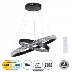 GLOBOSTAR® DIAMOND DUO 61150-DECO Μοντέρνο Κρεμαστό Φωτιστικό Οροφής LED 75W 8743lm 360° AC 220-240V IP20 Ρυθμιζόμενο Λευκό CCT με Χειριστήριο από 2700K έως 6000K Dimmable - Lumileds SMD Chip - Μαύρο Ματ - Μ60 x Π60 x Υ60cm - 3 Χρόνια Εγγύηση GLOBOSTAR® DIAMOND DUO 61150-DECO Μοντέρνο Κρεμαστό Φωτιστικό Οροφής LED 75W 8743lm 360° AC 220-240V IP20 Ρυθμιζόμενο Λευκό CCT με Χειριστήριο από 2700K έως 6000K Dimmable - Lumileds SMD Chip - Μαύρο Ματ - Μ60 x Π60 x Υ60cm - 3 Χρόνια Εγγύηση