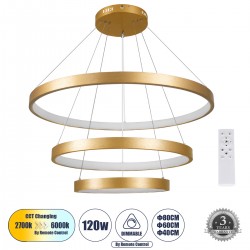 GLOBOSTAR® NEMESIS TRIO 61172 Μοντέρνο Κρεμαστό Φωτιστικό Οροφής LED 120W 14723lm 360° AC 220-240V IP20 Ρυθμιζόμενο Λευκό CCT με Χειριστήριο από 2700K έως 6000K Dimmable - Lumileds SMD Chip - Χρυσό Βούρτσας - Μ80 x Π80 x Υ80cm - 3 Χρόνια Εγγύηση GLOBOSTAR® NEMESIS TRIO 61172 Μοντέρνο Κρεμαστό Φωτιστικό Οροφής LED 120W 14723lm 360° AC 220-240V IP20 Ρυθμιζόμενο Λευκό CCT με Χειριστήριο από 2700K έως 6000K Dimmable - Lumileds SMD Chip - Χρυσό Βούρτσας - Μ80 x Π80 x Υ80cm - 3 Χρόνια Εγγύηση