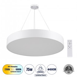 GLOBOSTAR® BURTON 61203-P Μοντέρνο Κρεμαστό Φωτιστικό Οροφής LED 75W 8625lm 120° AC 220-240V IP20 Ρυθμιζόμενο Λευκό CCT με Χειριστήριο από 2700K έως 6000K Dimmable - Lumileds SMD Chip - Λευκό Ματ - Μ60 x Π60 x Υ8cm - 3 Χρόνια Εγγύηση GLOBOSTAR® BURTON 61203-P Μοντέρνο Κρεμαστό Φωτιστικό Οροφής LED 75W 8625lm 120° AC 220-240V IP20 Ρυθμιζόμενο Λευκό CCT με Χειριστήριο από 2700K έως 6000K Dimmable - Lumileds SMD Chip - Λευκό Ματ - Μ60 x Π60 x Υ8cm - 3 Χρόνια Εγγύηση