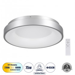 GLOBOSTAR® SALEM 61234 Μοντέρνο Φωτιστικό Οροφής LED 75W 8625lm 120° AC 220-240V IP20 Ρυθμιζόμενο Λευκό CCT με Χειριστήριο από 2700K έως 6000K Dimmable - Lumileds SMD Chip - Γκρι - Μ45 x Π45 x Υ8.5cm - 3 Χρόνια Εγγύηση GLOBOSTAR® SALEM 61234 Μοντέρνο Φωτιστικό Οροφής LED 75W 8625lm 120° AC 220-240V IP20 Ρυθμιζόμενο Λευκό CCT με Χειριστήριο από 2700K έως 6000K Dimmable - Lumileds SMD Chip - Γκρι - Μ45 x Π45 x Υ8.5cm - 3 Χρόνια Εγγύηση