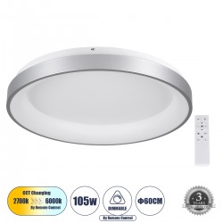 GLOBOSTAR® SALEM 61238 Μοντέρνο Φωτιστικό Οροφής LED 105W 12075lm 120° AC 220-240V IP20 Ρυθμιζόμενο Λευκό CCT με Χειριστήριο από 2700K έως 6000K Dimmable - Lumileds SMD Chip - Γκρι - Μ60 x Π60 x Υ8.5cm - 3 Χρόνια Εγγύηση GLOBOSTAR® SALEM 61238 Μοντέρνο Φωτιστικό Οροφής LED 105W 12075lm 120° AC 220-240V IP20 Ρυθμιζόμενο Λευκό CCT με Χειριστήριο από 2700K έως 6000K Dimmable - Lumileds SMD Chip - Γκρι - Μ60 x Π60 x Υ8.5cm - 3 Χρόνια Εγγύηση