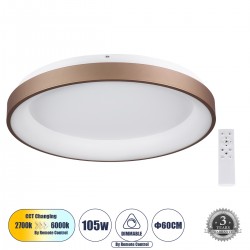 GLOBOSTAR® SALEM 61240 Μοντέρνο Φωτιστικό Οροφής LED 105W 12075lm 120° AC 220-240V IP20 Ρυθμιζόμενο Λευκό CCT με Χειριστήριο από 2700K έως 6000K Dimmable - Lumileds SMD Chip - Χάλκινο - Μ60 x Π60 x Υ8.5cm - 3 Χρόνια Εγγύηση GLOBOSTAR® SALEM 61240 Μοντέρνο Φωτιστικό Οροφής LED 105W 12075lm 120° AC 220-240V IP20 Ρυθμιζόμενο Λευκό CCT με Χειριστήριο από 2700K έως 6000K Dimmable - Lumileds SMD Chip - Χάλκινο - Μ60 x Π60 x Υ8.5cm - 3 Χρόνια Εγγύηση