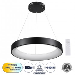 GLOBOSTAR® SALEM 61245 Μοντέρνο Κρεμαστό Φωτιστικό Οροφής LED 105W 12075lm 120° AC 220-240V IP20 Ρυθμιζόμενο Λευκό CCT με Χειριστήριο από 2700K έως 6000K Dimmable - Lumileds SMD Chip - Μαύρο Ματ - Μ60 x Π60 x Υ7cm - 3 Χρόνια Εγγύηση GLOBOSTAR® SALEM 61245 Μοντέρνο Κρεμαστό Φωτιστικό Οροφής LED 105W 12075lm 120° AC 220-240V IP20 Ρυθμιζόμενο Λευκό CCT με Χειριστήριο από 2700K έως 6000K Dimmable - Lumileds SMD Chip - Μαύρο Ματ - Μ60 x Π60 x Υ7cm - 3 Χρόνια Εγγύηση