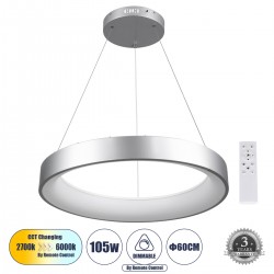 GLOBOSTAR® SALEM 61246 Μοντέρνο Κρεμαστό Φωτιστικό Οροφής LED 105W 12075lm 120° AC 220-240V IP20 Ρυθμιζόμενο Λευκό CCT με Χειριστήριο από 2700K έως 6000K Dimmable - Lumileds SMD Chip - Γκρι - Μ60 x Π60 x Υ7cm - 3 Χρόνια Εγγύηση GLOBOSTAR® SALEM 61246 Μοντέρνο Κρεμαστό Φωτιστικό Οροφής LED 105W 12075lm 120° AC 220-240V IP20 Ρυθμιζόμενο Λευκό CCT με Χειριστήριο από 2700K έως 6000K Dimmable - Lumileds SMD Chip - Γκρι - Μ60 x Π60 x Υ7cm - 3 Χρόνια Εγγύηση