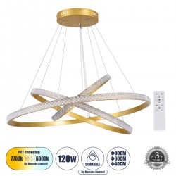 GLOBOSTAR® DIAMOND TRIO 61139-DECO Μοντέρνο Κρεμαστό Φωτιστικό Οροφής LED 120W 14723lm 360° AC 220-240V IP20 Ρυθμιζόμενο Λευκό CCT με Χειριστήριο από 2700K έως 6000K Dimmable - Lumileds SMD Chip - Χρυσό Βούρτσας - Μ80 x Π80 x Υ80cm - 3 Χρόνια Εγγύηση GLOBOSTAR® DIAMOND TRIO 61139-DECO Μοντέρνο Κρεμαστό Φωτιστικό Οροφής LED 120W 14723lm 360° AC 220-240V IP20 Ρυθμιζόμενο Λευκό CCT με Χειριστήριο από 2700K έως 6000K Dimmable - Lumileds SMD Chip - Χρυσό Βούρτσας - Μ80 x Π80 x Υ80cm - 3 Χρόνια Εγγύηση