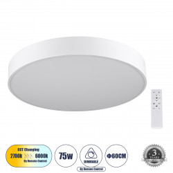 GLOBOSTAR® BURTON 61203-S Μοντέρνο Φωτιστικό Οροφής LED 75W 8625lm 120° AC 220-240V IP20 Ρυθμιζόμενο Λευκό CCT με Χειριστήριο από 2700K έως 6000K Dimmable - Lumileds SMD Chip - Λευκό Ματ - Μ60 x Π60 x Υ8cm - 3 Χρόνια Εγγύηση GLOBOSTAR® BURTON 61203-S Μοντέρνο Φωτιστικό Οροφής LED 75W 8625lm 120° AC 220-240V IP20 Ρυθμιζόμενο Λευκό CCT με Χειριστήριο από 2700K έως 6000K Dimmable - Lumileds SMD Chip - Λευκό Ματ - Μ60 x Π60 x Υ8cm - 3 Χρόνια Εγγύηση