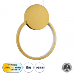 GLOBOSTAR® CYCLOS 61075 Μοντέρνο Κρεμαστό Φωτιστικό Οροφής LED 9W 1080lm 300° AC 220-240V IP20 Ρυθμιζόμενο Λευκό CCT με On/Off 2700K/4500K/6000K - Lumileds SMD Chip - Χρυσό Βούρτσας - Μ21 x Π2.3 x Υ26.5cm - 3 Χρόνια Εγγύηση GLOBOSTAR® CYCLOS 61075 Μοντέρνο Κρεμαστό Φωτιστικό Οροφής LED 9W 1080lm 300° AC 220-240V IP20 Ρυθμιζόμενο Λευκό CCT με On/Off 2700K/4500K/6000K - Lumileds SMD Chip - Χρυσό Βούρτσας - Μ21 x Π2.3 x Υ26.5cm - 3 Χρόνια Εγγύηση