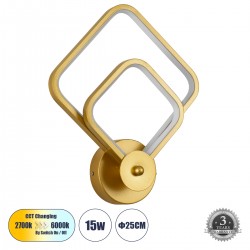 GLOBOSTAR® ANNA 61087 Μοντέρνο Φωτιστικό Τοίχου - Απλίκα LED 15W 1800lm 300° AC 220-240V IP20 Ρυθμιζόμενο Λευκό CCT με On/Off 2700K/4500K/6000K - Lumileds SMD Chip - Χρυσό Βούρτσας - Μ25 x Π8 x Υ30cm - 3 Χρόνια Εγγύηση GLOBOSTAR® ANNA 61087 Μοντέρνο Φωτιστικό Τοίχου - Απλίκα LED 15W 1800lm 300° AC 220-240V IP20 Ρυθμιζόμενο Λευκό CCT με On/Off 2700K/4500K/6000K - Lumileds SMD Chip - Χρυσό Βούρτσας - Μ25 x Π8 x Υ30cm - 3 Χρόνια Εγγύηση