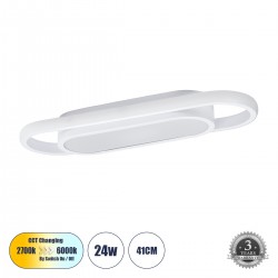 GLOBOSTAR® IGOR 61217 Μοντέρνο Φωτιστικό Οροφής LED 24W 2880lm 210° AC 220-240V IP20 Ρυθμιζόμενο Λευκό CCT με On/Off 2700K/4500K/6000K - Lumileds SMD Chip - Λευκό Ματ - Μ41 x Π13 x Υ4.5cm - 3 Χρόνια Εγγύηση GLOBOSTAR® IGOR 61217 Μοντέρνο Φωτιστικό Οροφής LED 24W 2880lm 210° AC 220-240V IP20 Ρυθμιζόμενο Λευκό CCT με On/Off 2700K/4500K/6000K - Lumileds SMD Chip - Λευκό Ματ - Μ41 x Π13 x Υ4.5cm - 3 Χρόνια Εγγύηση