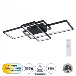 GLOBOSTAR® QUADRA 61385 Μοντέρνο Φωτιστικό Οροφής LED 100W 12000lm 120° AC 220-240V IP20 Ρυθμιζόμενο Λευκό CCT με Χειριστήριο από 2700K έως 6000K Dimmable - Lumileds SMD Chip - Μαύρο Ματ - Μ85 x Π45 x Υ9cm - 3 Χρόνια Εγγύηση GLOBOSTAR® QUADRA 61385 Μοντέρνο Φωτιστικό Οροφής LED 100W 12000lm 120° AC 220-240V IP20 Ρυθμιζόμενο Λευκό CCT με Χειριστήριο από 2700K έως 6000K Dimmable - Lumileds SMD Chip - Μαύρο Ματ - Μ85 x Π45 x Υ9cm - 3 Χρόνια Εγγύηση