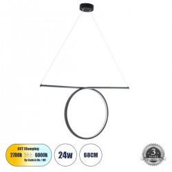 GLOBOSTAR® ROME 61294 Μοντέρνο Κρεμαστό Φωτιστικό Οροφής LED 24W 2640lm 200° AC 220-240V IP20 Ρυθμιζόμενο Λευκό CCT με On/Off 2700K/4500K/6000K - Lumileds SMD Chip - Μαύρο Ματ - Μ65.5 x Π4 x Υ33cm - 3 Χρόνια Εγγύηση GLOBOSTAR® ROME 61294 Μοντέρνο Κρεμαστό Φωτιστικό Οροφής LED 24W 2640lm 200° AC 220-240V IP20 Ρυθμιζόμενο Λευκό CCT με On/Off 2700K/4500K/6000K - Lumileds SMD Chip - Μαύρο Ματ - Μ65.5 x Π4 x Υ33cm - 3 Χρόνια Εγγύηση