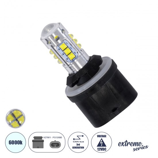 GloboStar® 81456 Λάμπα Αυτοκίνητου H27W/1 - PG13/880 3rd Generation Can-Bus Extreme Series LED 16 XBD CREE & 4 SMD 4014 12W 1800lm 360° DC 12V IP20 Ψυχρό Λευκό 6000K GloboStar® 81456 Λάμπα Αυτοκίνητου H27W/1 - PG13/880 3rd Generation Can-Bus Extreme Series LED 16 XBD CREE & 4 SMD 4014 12W 1800lm 360° DC 12V IP20 Ψυχρό Λευκό 6000K