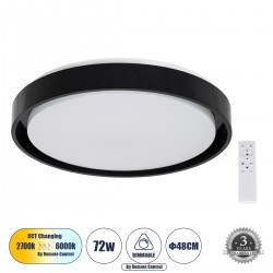 GLOBOSTAR® BARCHETTA 61046-S Μοντέρνο Φωτιστικό Οροφής LED 72W 8306lm 120° AC 220-240V IP20 Ρυθμιζόμενο Λευκό CCT με Χειριστήριο από 2700K έως 6000K Dimmable - Lumileds SMD Chip - Μαύρο Ματ - Μ48 x Π48 x Υ8.2cm - 3 Χρόνια Εγγύηση GLOBOSTAR® BARCHETTA 61046-S Μοντέρνο Φωτιστικό Οροφής LED 72W 8306lm 120° AC 220-240V IP20 Ρυθμιζόμενο Λευκό CCT με Χειριστήριο από 2700K έως 6000K Dimmable - Lumileds SMD Chip - Μαύρο Ματ - Μ48 x Π48 x Υ8.2cm - 3 Χρόνια Εγγύηση