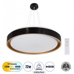 GLOBOSTAR® BARCHETTA 61047 Μοντέρνο Κρεμαστό Φωτιστικό Οροφής LED 72W 8306lm 120° AC 220-240V IP20 Ρυθμιζόμενο Λευκό CCT με Χειριστήριο από 2700K έως 6000K Dimmable - Lumileds SMD Chip - Μαύρο & Χρυσό Ματ - Μ48 x Π48 x Υ8.2cm - 3 Χρόνια Εγγύηση GLOBOSTAR® BARCHETTA 61047 Μοντέρνο Κρεμαστό Φωτιστικό Οροφής LED 72W 8306lm 120° AC 220-240V IP20 Ρυθμιζόμενο Λευκό CCT με Χειριστήριο από 2700K έως 6000K Dimmable - Lumileds SMD Chip - Μαύρο & Χρυσό Ματ - Μ48 x Π48 x Υ8.2cm - 3 Χρόνια Εγγύηση