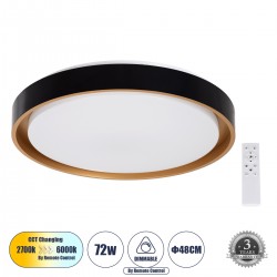 GLOBOSTAR® BARCHETTA 61047-S Μοντέρνο Φωτιστικό Οροφής LED 72W 8306lm 120° AC 220-240V IP20 Ρυθμιζόμενο Λευκό CCT με Χειριστήριο από 2700K έως 6000K Dimmable - Lumileds SMD Chip - Μαύρο Ματ & Χρυσό - Μ48 x Π48 x Υ8.2cm - 3 Χρόνια Εγγύηση GLOBOSTAR® BARCHETTA 61047-S Μοντέρνο Φωτιστικό Οροφής LED 72W 8306lm 120° AC 220-240V IP20 Ρυθμιζόμενο Λευκό CCT με Χειριστήριο από 2700K έως 6000K Dimmable - Lumileds SMD Chip - Μαύρο Ματ & Χρυσό - Μ48 x Π48 x Υ8.2cm - 3 Χρόνια Εγγύηση