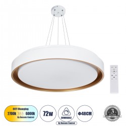 GLOBOSTAR® BARCHETTA 61048 Μοντέρνο Κρεμαστό Φωτιστικό Οροφής LED 72W 8306lm 120° AC 220-240V IP20 Ρυθμιζόμενο Λευκό CCT με Χειριστήριο από 2700K έως 6000K Dimmable - Lumileds SMD Chip - Λευκό & Χρυσό Ματ - Μ48 x Π48 x Υ8.2cm - 3 Χρόνια Εγγύηση GLOBOSTAR® BARCHETTA 61048 Μοντέρνο Κρεμαστό Φωτιστικό Οροφής LED 72W 8306lm 120° AC 220-240V IP20 Ρυθμιζόμενο Λευκό CCT με Χειριστήριο από 2700K έως 6000K Dimmable - Lumileds SMD Chip - Λευκό & Χρυσό Ματ - Μ48 x Π48 x Υ8.2cm - 3 Χρόνια Εγγύηση