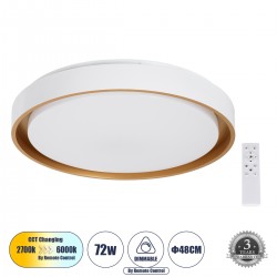 GLOBOSTAR® BARCHETTA 61048-S Μοντέρνο Φωτιστικό Οροφής LED 72W 8306lm 120° AC 220-240V IP20 Ρυθμιζόμενο Λευκό CCT με Χειριστήριο από 2700K έως 6000K Dimmable - Lumileds SMD Chip - Λευκό Ματ & Χρυσό - Μ48 x Π48 x Υ8.2cm - 3 Χρόνια Εγγύηση GLOBOSTAR® BARCHETTA 61048-S Μοντέρνο Φωτιστικό Οροφής LED 72W 8306lm 120° AC 220-240V IP20 Ρυθμιζόμενο Λευκό CCT με Χειριστήριο από 2700K έως 6000K Dimmable - Lumileds SMD Chip - Λευκό Ματ & Χρυσό - Μ48 x Π48 x Υ8.2cm - 3 Χρόνια Εγγύηση
