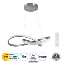 GLOBOSTAR® DEXTER 60948 Μοντέρνο Κρεμαστό Φωτιστικό Οροφής LED 72W 8064lm 300° AC 220-240V IP20 Ρυθμιζόμενο Λευκό CCT με Χειριστήριο από 2700K έως 6000K Dimmable - Lumileds SMD Chip - Νίκελ Βούρτσας - Μ56 x Π56 x Υ14cm - 3 Χρόνια Εγγύηση GLOBOSTAR® DEXTER 60948 Μοντέρνο Κρεμαστό Φωτιστικό Οροφής LED 72W 8064lm 300° AC 220-240V IP20 Ρυθμιζόμενο Λευκό CCT με Χειριστήριο από 2700K έως 6000K Dimmable - Lumileds SMD Chip - Νίκελ Βούρτσας - Μ56 x Π56 x Υ14cm - 3 Χρόνια Εγγύηση