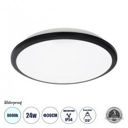 GLOBOSTAR® TUFFIN 60996 Φωτιστικό Πλαφονιέρα Οροφής LED 24W 2760lm 120° AC 220-240V Αδιάβροχο IP54 Ψυχρό Λευκό 6000K - Lumileds SMD Chip - Μαύρο Ματ & Λευκό Γαλακτερό - Μ30 x Π30 x Υ6.5cm - 3 Χρόνια Εγγύηση GLOBOSTAR® TUFFIN 60996 Φωτιστικό Πλαφονιέρα Οροφής LED 24W 2760lm 120° AC 220-240V Αδιάβροχο IP54 Ψυχρό Λευκό 6000K - Lumileds SMD Chip - Μαύρο Ματ & Λευκό Γαλακτερό - Μ30 x Π30 x Υ6.5cm - 3 Χρόνια Εγγύηση