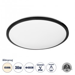 GLOBOSTAR® TUFFIN 60999 Φωτιστικό Πλαφονιέρα Οροφής LED 36W 3960lm 120° AC 220-240V Αδιάβροχο IP54 Φυσικό Λευκό 4500K - Lumileds SMD Chip - Μαύρο Ματ & Λευκό Γαλακτερό - Μ48 x Π48 x Υ6.5cm - 3 Χρόνια Εγγύηση GLOBOSTAR® TUFFIN 60999 Φωτιστικό Πλαφονιέρα Οροφής LED 36W 3960lm 120° AC 220-240V Αδιάβροχο IP54 Φυσικό Λευκό 4500K - Lumileds SMD Chip - Μαύρο Ματ & Λευκό Γαλακτερό - Μ48 x Π48 x Υ6.5cm - 3 Χρόνια Εγγύηση