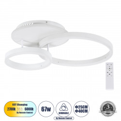 GLOBOSTAR® VENOM 61121 Μοντέρνο Φωτιστικό Οροφής LED 67W 8107lm 360° AC 220-240V IP20 Ρυθμιζόμενο Λευκό CCT με Χειριστήριο από 2700K έως 6000K Dimmable - Lumileds SMD Chip - Λευκό Ματ - Μ60 x Π40 x Υ12.5cm - 3 Χρόνια Εγγύηση GLOBOSTAR® VENOM 61121 Μοντέρνο Φωτιστικό Οροφής LED 67W 8107lm 360° AC 220-240V IP20 Ρυθμιζόμενο Λευκό CCT με Χειριστήριο από 2700K έως 6000K Dimmable - Lumileds SMD Chip - Λευκό Ματ - Μ60 x Π40 x Υ12.5cm - 3 Χρόνια Εγγύηση