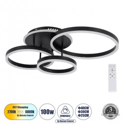 GLOBOSTAR® VENOM 61123 Μοντέρνο Φωτιστικό Οροφής LED 100W 12100lm 360° AC 220-240V IP20 Ρυθμιζόμενο Λευκό CCT με Χειριστήριο από 2700K έως 6000K Dimmable - Lumileds SMD Chip - Μαύρο Ματ - Μ70 x Π40 x Υ16cm - 3 Χρόνια Εγγύηση GLOBOSTAR® VENOM 61123 Μοντέρνο Φωτιστικό Οροφής LED 100W 12100lm 360° AC 220-240V IP20 Ρυθμιζόμενο Λευκό CCT με Χειριστήριο από 2700K έως 6000K Dimmable - Lumileds SMD Chip - Μαύρο Ματ - Μ70 x Π40 x Υ16cm - 3 Χρόνια Εγγύηση