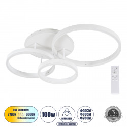 GLOBOSTAR® VENOM 61124 Μοντέρνο Φωτιστικό Οροφής LED 100W 12100lm 360° AC 220-240V IP20 Ρυθμιζόμενο Λευκό CCT με Χειριστήριο από 2700K έως 6000K Dimmable - Lumileds SMD Chip - Λευκό Ματ - Μ70 x Π40 x Υ16cm - 3 Χρόνια Εγγύηση GLOBOSTAR® VENOM 61124 Μοντέρνο Φωτιστικό Οροφής LED 100W 12100lm 360° AC 220-240V IP20 Ρυθμιζόμενο Λευκό CCT με Χειριστήριο από 2700K έως 6000K Dimmable - Lumileds SMD Chip - Λευκό Ματ - Μ70 x Π40 x Υ16cm - 3 Χρόνια Εγγύηση