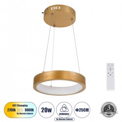 GLOBOSTAR® NEMESIS 61154 Μοντέρνο Κρεμαστό Φωτιστικό Οροφής LED 20W 2356lm 360° AC 220-240V IP20 Ρυθμιζόμενο Λευκό CCT με Χειριστήριο από 2700K έως 6000K Dimmable - Lumileds SMD Chip - Χρυσό Βούρτσας - Μ25 x Π25 x Υ4cm - 3 Χρόνια Εγγύηση GLOBOSTAR® NEMESIS 61154 Μοντέρνο Κρεμαστό Φωτιστικό Οροφής LED 20W 2356lm 360° AC 220-240V IP20 Ρυθμιζόμενο Λευκό CCT με Χειριστήριο από 2700K έως 6000K Dimmable - Lumileds SMD Chip - Χρυσό Βούρτσας - Μ25 x Π25 x Υ4cm - 3 Χρόνια Εγγύηση