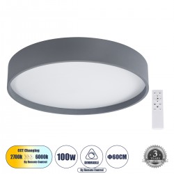 GLOBOSTAR® NARNIA 61260 Μοντέρνο Φωτιστικό Οροφής LED 100W 11500lm 120° AC 220-240V IP20 Ρυθμιζόμενο Λευκό CCT με Χειριστήριο από 2700K έως 6000K Dimmable - Lumileds SMD Chip - Γκρι - Μ60 x Π60 x Υ10cm - 3 Χρόνια Εγγύηση GLOBOSTAR® NARNIA 61260 Μοντέρνο Φωτιστικό Οροφής LED 100W 11500lm 120° AC 220-240V IP20 Ρυθμιζόμενο Λευκό CCT με Χειριστήριο από 2700K έως 6000K Dimmable - Lumileds SMD Chip - Γκρι - Μ60 x Π60 x Υ10cm - 3 Χρόνια Εγγύηση