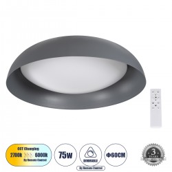 GLOBOSTAR® ANATOLIA 61265 Μοντέρνο Φωτιστικό Οροφής LED 75W 8625lm 120° AC 220-240V IP20 Ρυθμιζόμενο Λευκό CCT με Χειριστήριο από 2700K έως 6000K Dimmable - Lumileds SMD Chip - Γκρι - Μ60 x Π60 x Υ13cm - 3 Χρόνια Εγγύηση GLOBOSTAR® ANATOLIA 61265 Μοντέρνο Φωτιστικό Οροφής LED 75W 8625lm 120° AC 220-240V IP20 Ρυθμιζόμενο Λευκό CCT με Χειριστήριο από 2700K έως 6000K Dimmable - Lumileds SMD Chip - Γκρι - Μ60 x Π60 x Υ13cm - 3 Χρόνια Εγγύηση