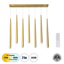 GLOBOSTAR® TEARS 61312 Μοντέρνο Κρεμαστό Φωτιστικό Οροφής LED 21W 2310lm 180° AC 220-240V IP20 Ρυθμιζόμενο Λευκό CCT με Χειριστήριο από 2700K έως 6000K Dimmable - Lumileds SMD Chip - Χρυσό Βούρτσας - Μ70 x Π3.2 x Υ60cm - 3 Χρόνια Εγγύηση GLOBOSTAR® TEARS 61312 Μοντέρνο Κρεμαστό Φωτιστικό Οροφής LED 21W 2310lm 180° AC 220-240V IP20 Ρυθμιζόμενο Λευκό CCT με Χειριστήριο από 2700K έως 6000K Dimmable - Lumileds SMD Chip - Χρυσό Βούρτσας - Μ70 x Π3.2 x Υ60cm - 3 Χρόνια Εγγύηση