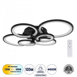 GLOBOSTAR® ROYAL-R 61323 Μοντέρνο Φωτιστικό Οροφής LED 135W 16200lm 360° AC 220-240V IP20 Ρυθμιζόμενο Λευκό CCT με Χειριστήριο από 2700K έως 6000K Dimmable - Lumileds SMD Chip - Μαύρο Ματ - Μ80.5 x Π59 x Υ12cm - 3 Χρόνια Εγγύηση GLOBOSTAR® ROYAL-R 61323 Μοντέρνο Φωτιστικό Οροφής LED 135W 16200lm 360° AC 220-240V IP20 Ρυθμιζόμενο Λευκό CCT με Χειριστήριο από 2700K έως 6000K Dimmable - Lumileds SMD Chip - Μαύρο Ματ - Μ80.5 x Π59 x Υ12cm - 3 Χρόνια Εγγύηση