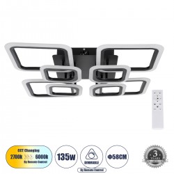 GLOBOSTAR® ROYAL-S 61325 Μοντέρνο Φωτιστικό Οροφής LED 135W 16200lm 360° AC 220-240V IP20 Ρυθμιζόμενο Λευκό CCT με Χειριστήριο από 2700K έως 6000K Dimmable - Lumileds SMD Chip - Μαύρο Ματ - Μ58.5 x Π58.5 x Υ12cm - 3 Χρόνια Εγγύηση GLOBOSTAR® ROYAL-S 61325 Μοντέρνο Φωτιστικό Οροφής LED 135W 16200lm 360° AC 220-240V IP20 Ρυθμιζόμενο Λευκό CCT με Χειριστήριο από 2700K έως 6000K Dimmable - Lumileds SMD Chip - Μαύρο Ματ - Μ58.5 x Π58.5 x Υ12cm - 3 Χρόνια Εγγύηση