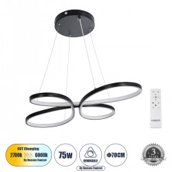 GLOBOSTAR® BUTTERFLY 61391 Μοντέρνο Κρεμαστό Φωτιστικό Οροφής LED 75W 8400lm 300° AC 220-240V IP20 Ρυθμιζόμενο Λευκό CCT με Χειριστήριο από 2700K έως 6000K Dimmable - Lumileds SMD Chip - Μαύρο Ματ - Μ70 x Π55 x Υ4cm - 3 Χρόνια Εγγύηση GLOBOSTAR® BUTTERFLY 61391 Μοντέρνο Κρεμαστό Φωτιστικό Οροφής LED 75W 8400lm 300° AC 220-240V IP20 Ρυθμιζόμενο Λευκό CCT με Χειριστήριο από 2700K έως 6000K Dimmable - Lumileds SMD Chip - Μαύρο Ματ - Μ70 x Π55 x Υ4cm - 3 Χρόνια Εγγύηση
