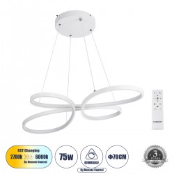 GLOBOSTAR® BUTTERFLY 61392 Μοντέρνο Κρεμαστό Φωτιστικό Οροφής LED 75W 8400lm 300° AC 220-240V IP20 Ρυθμιζόμενο Λευκό CCT με Χειριστήριο από 2700K έως 6000K Dimmable - Lumileds SMD Chip - Λευκό Ματ - Μ70 x Π55 x Υ4cm - 3 Χρόνια Εγγύηση GLOBOSTAR® BUTTERFLY 61392 Μοντέρνο Κρεμαστό Φωτιστικό Οροφής LED 75W 8400lm 300° AC 220-240V IP20 Ρυθμιζόμενο Λευκό CCT με Χειριστήριο από 2700K έως 6000K Dimmable - Lumileds SMD Chip - Λευκό Ματ - Μ70 x Π55 x Υ4cm - 3 Χρόνια Εγγύηση