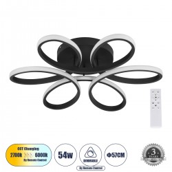 GLOBOSTAR® MARGARET 61400 Μοντέρνο Φωτιστικό Οροφής LED 54W 6210lm 360° AC 220-240V IP20 Ρυθμιζόμενο Λευκό CCT με Χειριστήριο από 2700K έως 6000K Dimmable - Lumileds SMD Chip - Μαύρο Ματ - Μ57 x Π57 x Υ12cm - 3 Χρόνια Εγγύηση GLOBOSTAR® MARGARET 61400 Μοντέρνο Φωτιστικό Οροφής LED 54W 6210lm 360° AC 220-240V IP20 Ρυθμιζόμενο Λευκό CCT με Χειριστήριο από 2700K έως 6000K Dimmable - Lumileds SMD Chip - Μαύρο Ματ - Μ57 x Π57 x Υ12cm - 3 Χρόνια Εγγύηση