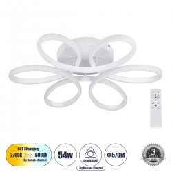 GLOBOSTAR® MARGARET 61401 Μοντέρνο Φωτιστικό Οροφής LED 54W 6210lm 360° AC 220-240V IP20 Ρυθμιζόμενο Λευκό CCT με Χειριστήριο από 2700K έως 6000K Dimmable - Lumileds SMD Chip - Λευκό Ματ - Μ57 x Π57 x Υ12cm - 3 Χρόνια Εγγύηση GLOBOSTAR® MARGARET 61401 Μοντέρνο Φωτιστικό Οροφής LED 54W 6210lm 360° AC 220-240V IP20 Ρυθμιζόμενο Λευκό CCT με Χειριστήριο από 2700K έως 6000K Dimmable - Lumileds SMD Chip - Λευκό Ματ - Μ57 x Π57 x Υ12cm - 3 Χρόνια Εγγύηση